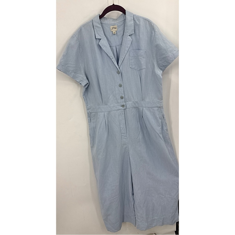 J.Crew Wide-leg Jumpsuit in Linen Blend  in the "Faded Chambray" color. 16